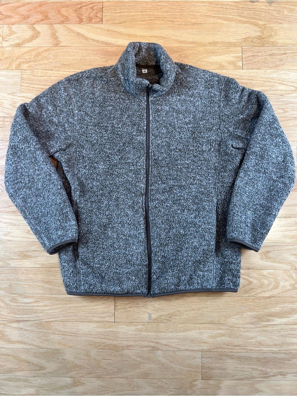 UNIQLO Brown/Beige Bulky Knit Fleece Full-Zip Jacket